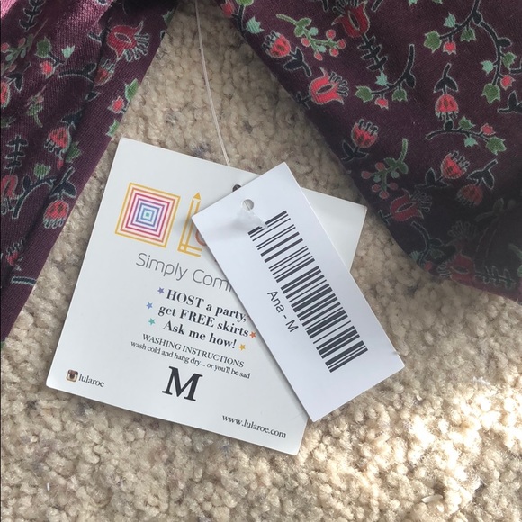 LulaRoe Medium Ana Dress NWT Deep Wine with Floral - Picture 4 of 4